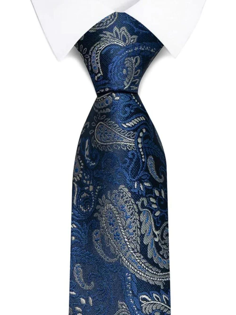 🆕Men Blue-Gray 100%Microfiber Paisley Jacquard Slim Formal Necktie For Wedding